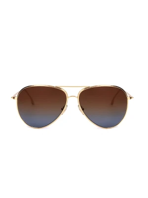 Victoria Beckham Damskie okulary przeciwsłoneczne w kolorze złoto-brązowym rozmiar: 62