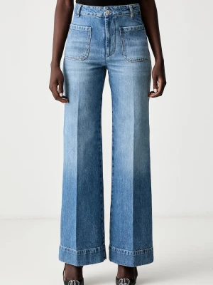 Victoria Beckham jeansy wide leg Alina niebieski