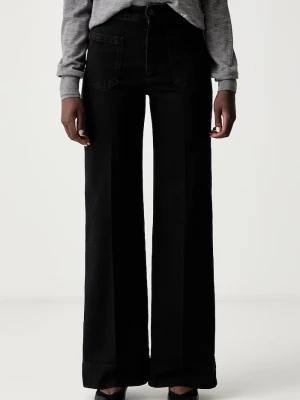 Victoria Beckham jeansy wide leg damskie Alina czarny