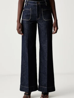 Victoria Beckham jeansy wide leg damskie Alina granatowy