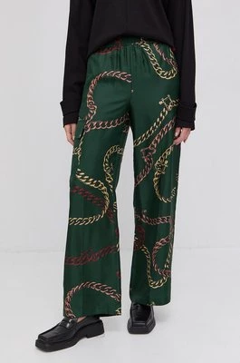 Victoria Beckham Spodnie damskie kolor zielony szerokie high waist
