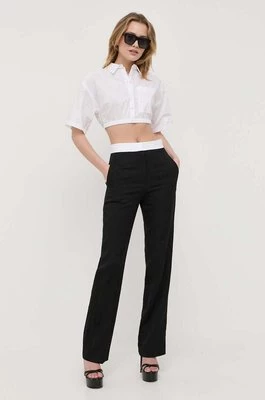Victoria Beckham spodnie wełniane kolor czarny proste high waist