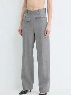 Victoria Beckham spodnie wełniane kolor szary fason chinos high waist 1224WTR005385A