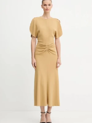 Victoria Beckham sukienka kolor beżowy midi rozkloszowana 1425WDR005227C