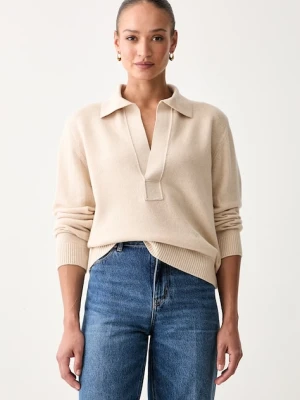 Victoria Beckham sweter damski z wełną beżowy