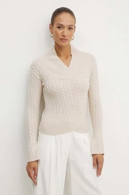 Victoria Beckham sweter wełniany damski kolor beżowy lekki 1324KJU005585A