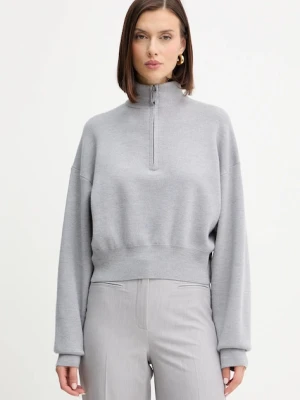 Victoria Beckham sweter z dodatkiem wełny damski kolor szary z półgolfem 1425KJU006610B