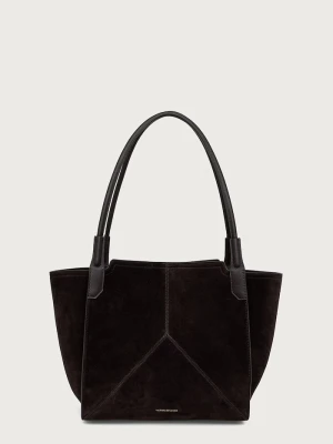 Victoria Beckham torebka shopper damska zamszowa brązowy