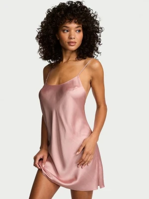 Victoria's Secret Koszulka nocna satynowa na cienkich ramiączkach odsłaniająca plecy Open-Back Slip Złoty
