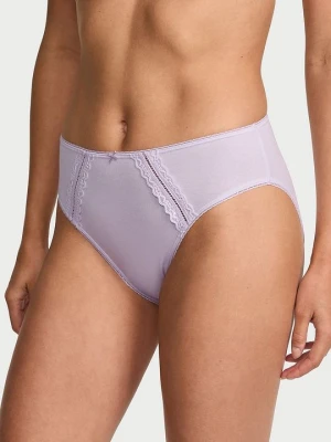 Victoria' Secret Majtki bawełniane ze wstawkami Lace-Trim Victoria's Secret Fioletowy