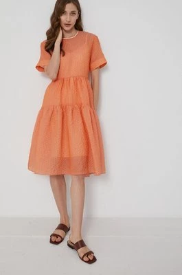 Victoria Victoria Beckham Sukienka kolor pomarańczowy mini rozkloszowana