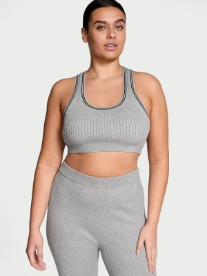 Victoria's Secret Biustonosz braletka top z dzianiny Luxe Cable-Knit Szary