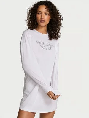 Victoria's Secret Bluzka do spania z bawełny z długimi rękawami