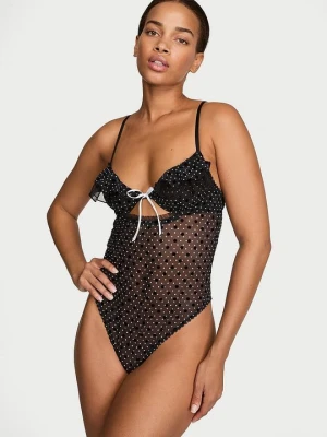 Victoria's Secret Body w kropeczki Tease Dot Ruffle Czarny