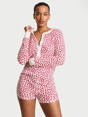 Victoria's Secret Ciepła piżama bawełniana z długim rękawem i szortami Thermal
