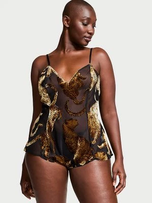 Victoria's Secret Kombinezon do spania z prześwitującego materiału Leopard Burnout Romper