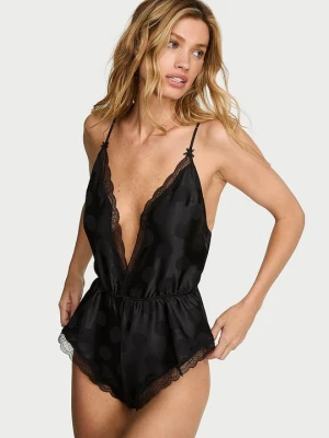 Victoria's Secret Kombinezon satynowy do spania Tease Dot Czarny