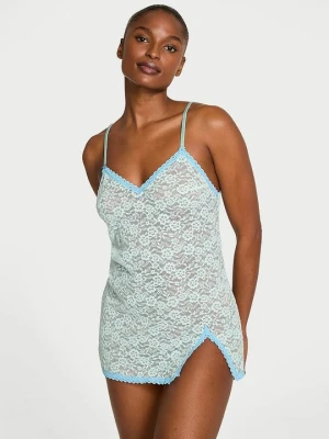 Victoria's Secret Koszulka nocna koronkowa Tease Blossom Slip Niebieski