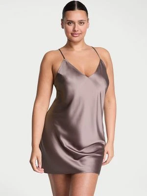Victoria's Secret Koszulka nocna satynowa na cienkich ramiączkach odsłaniająca plecy Open-Back Slip