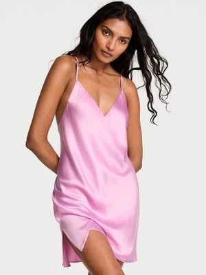 Victoria's Secret Koszulka nocna satynowa na cienkich ramiączkach odsłaniająca plecy Open-Back Slip