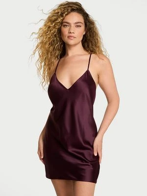 Victoria's Secret Koszulka nocna satynowa na cienkich ramiączkach odsłaniająca plecy Open-Back Slip