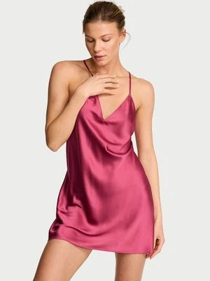 Victoria's Secret Koszulka nocna satynowa na cienkich ramiączkach odsłaniająca plecy Open-Back Slip