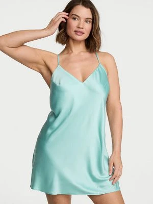 Victoria's Secret Koszulka nocna satynowa na cienkich ramiączkach odsłaniająca plecy Open-Back Slip