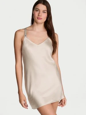 Victoria's Secret Koszulka nocna satynowa z błyszczącymi ramiączkami Scattered Shine Strap Slip
