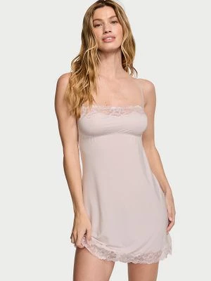 Victoria's Secret Koszulka nocna z modalu Lace-Trim Straight-Neck Slip