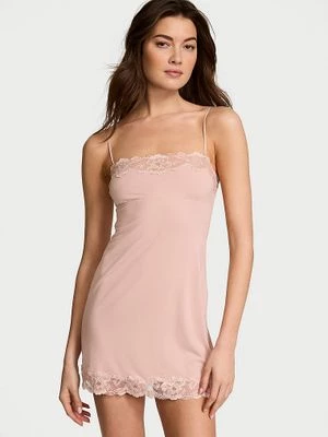 Victoria's Secret Koszulka nocna z modalu Lace-Trim Straight-Neck Slip