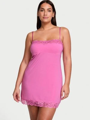 Victoria's Secret Koszulka nocna z modalu Lace-Trim Straight-Neck Slip