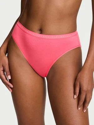 Victoria's Secret Majtki bawełniane figi z wysoko wyciętymi nogawkami High-Leg Brief