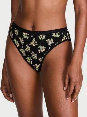 Victoria's Secret Majtki bawełniane figi z wysoko wyciętymi nogawkami High-Leg Brief