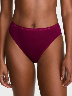 Victoria's Secret Majtki bawełniane figi z wysoko wyciętymi nogawkami High-Leg Brief Różowy