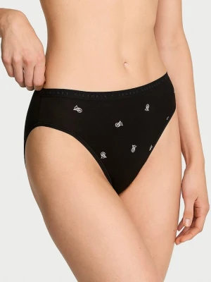 Victoria's Secret Majtki bawełniane figi z wysoko wyciętymi nogawkami High-Leg Brief Z nadrukiem