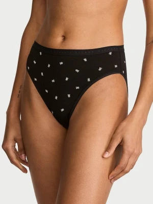 Victoria's Secret Majtki bawełniane figi z wysoko wyciętymi nogawkami High-Leg Brief Z nadrukiem