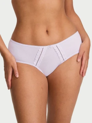 Victoria's Secret Majtki bawełniane ze wstawkami Lace-Trim Hiphugger Fioletowy