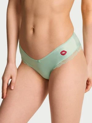 Victoria's Secret Majtki satynowe z wysoko wyciętymi nogawkami Tease Kiss Cheeky