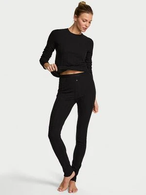 Victoria's Secret Piżama bawełniana z długimi rękawami i legginsami Heart Pointelle