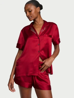 Victoria's Secret Piżama satynowa z szortami Signature Czerwony