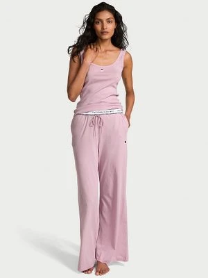 Victoria's Secret Piżama z bawełny - top na grubszych ramiączkach i długie spodnie