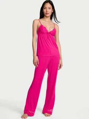 Victoria's Secret Piżama z modalu - bluzka na ramiączkach i długie spodnie SoSoft Różowy