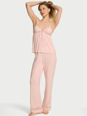 Victoria's Secret Piżama z modalu - bluzka na ramiączkach i długie spodnie SoSoft Różowy