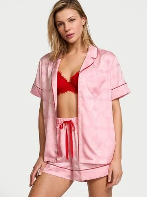 Zdjęcie produktu Victoria's Secret Satynowa piżama z krótkim rękawem i szortami Glazed Heart