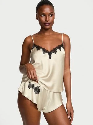 Victoria's Secret Satynowy zestaw z koronką do spania Satin Rose Lace-Trim