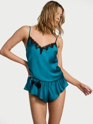 Victoria's Secret Satynowy zestaw z koronką do spania Satin Rose Lace-Trim