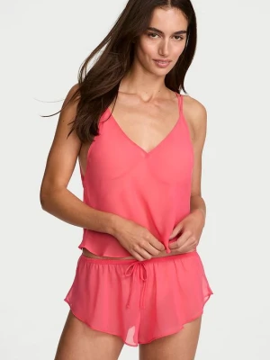Victoria's Secret Spodenki z szyfonu do spania Czerwony