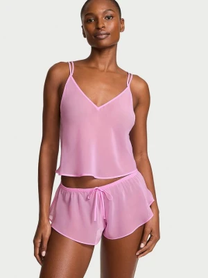 Victoria's Secret Spodenki z szyfonu do spania Różowy