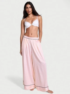 Victoria's Secret Spodnie satynowe do spania szerokie Paski