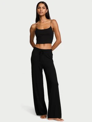 Victoria's Secret Spodnie z szerokimi nogawkami Luxe Creme Knit Lounge